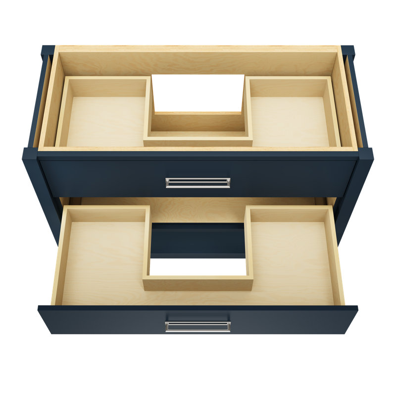 Kiawah Two-Drawer Single Bath Vanity, Hague Blue, Polished Chrome, 48"