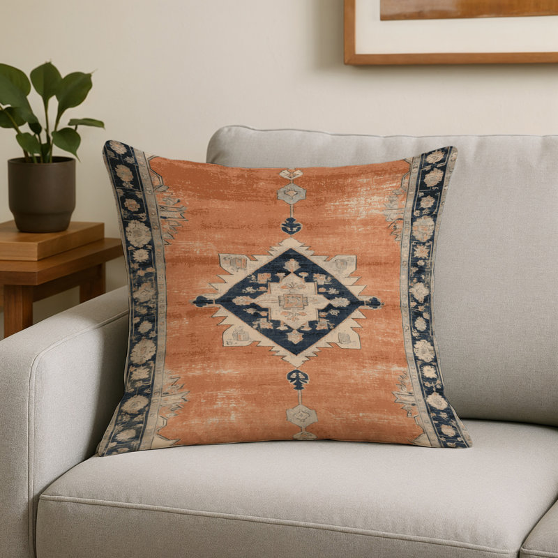 Coussin décoratif d'intérieur et d'extérieur Overdyed, Carré 16 po, Brun, look rétro 381