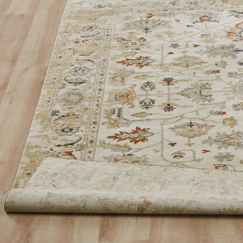 Blooma Wool Area Rug in Ivory; Beige; Rust; Navy Blue, Rectangle 2' x 3'
