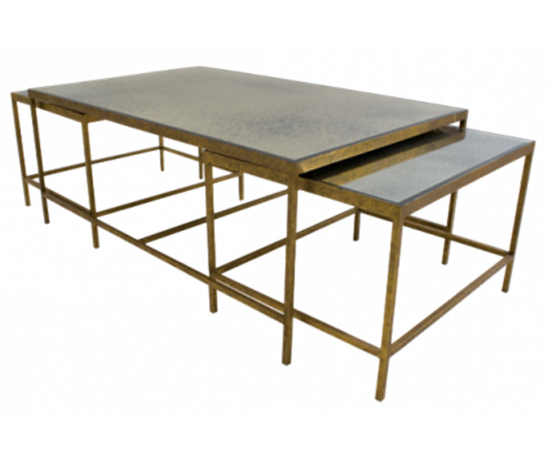 Jonathan 3 Piece Coffee Table Set, Gold