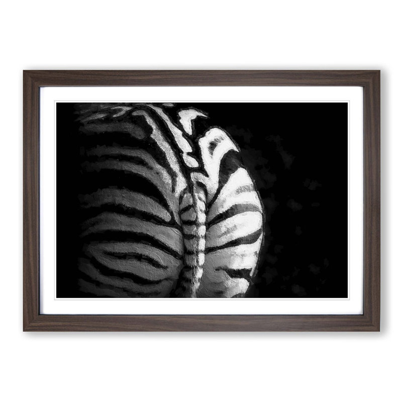 Rear of a Zebra - Picture Frame Painting Print, 48cm H x 65cm W x 2cm D, Walnut Framed
