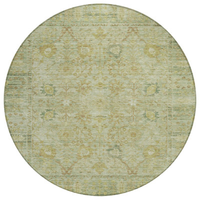 Tapis rond lavable intérieur vert 8 po