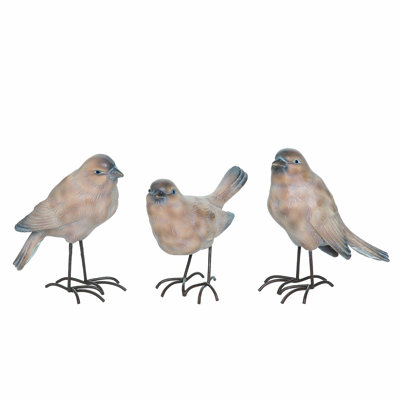 Resin 6.5 in. Brown Spring Standing Bird Set of 3