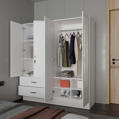 Rangement pour garde-robe blanc avec 2 miroirs