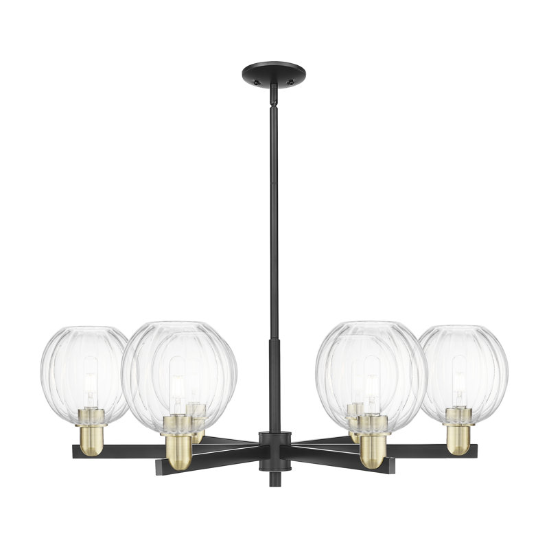Lustre suspendu 6 lumières Hailsham, Clair, Laiton antique / noir mat