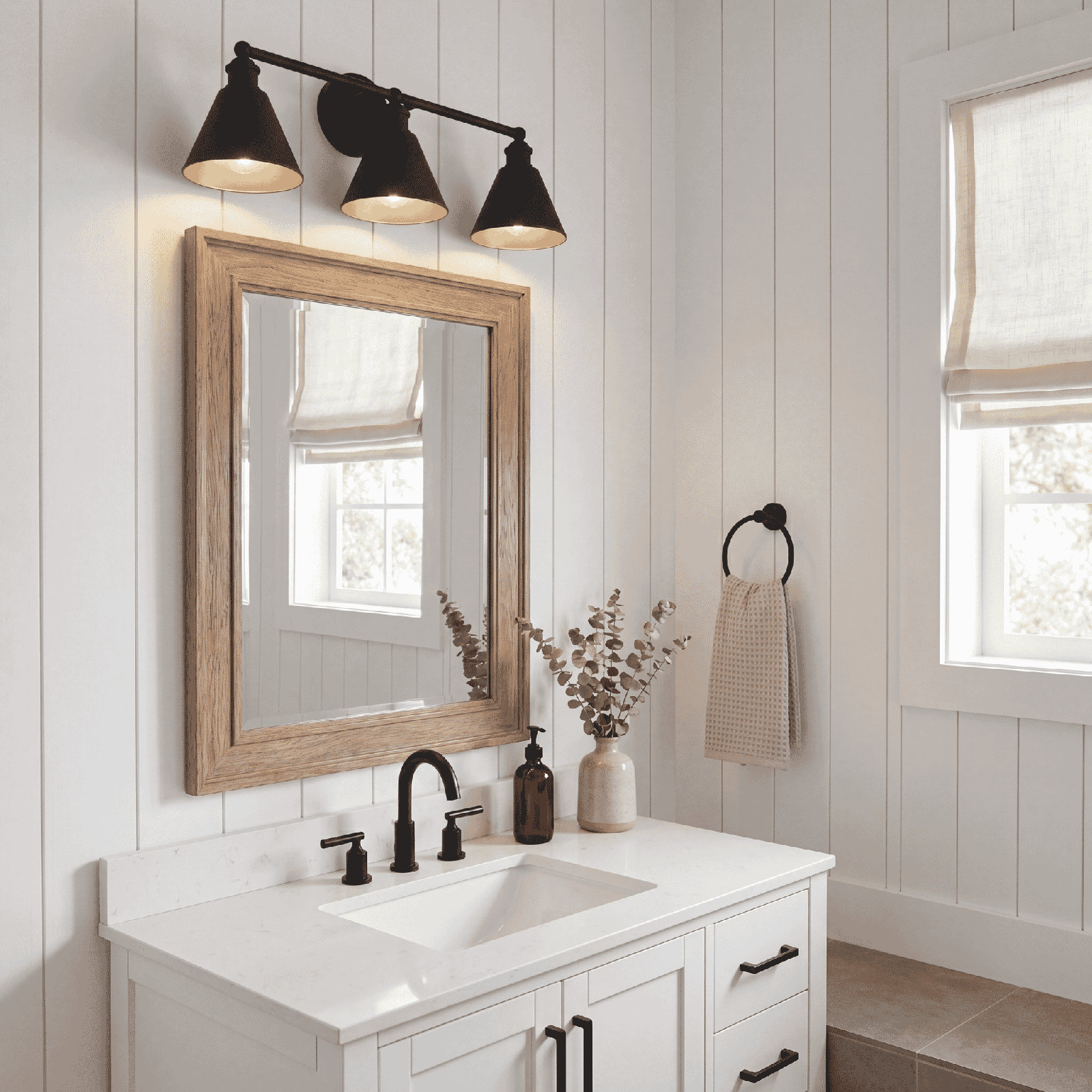 Rolandat 3-Light Dimmable Vanity Light, Natural Brass