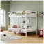 Lit superposé simple au-dessus d'un lit simple en métal avec échelle, garde-corps hauts, espace de rangement, silencieux, blanc-761695079