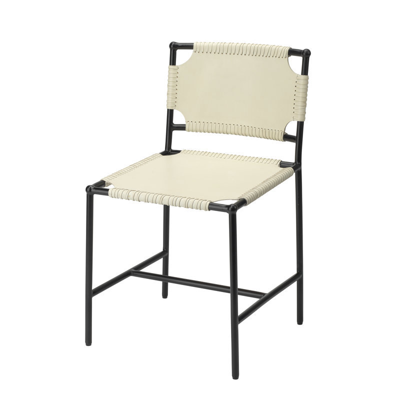 Asher Leather Upholstered Side Chair, Off White