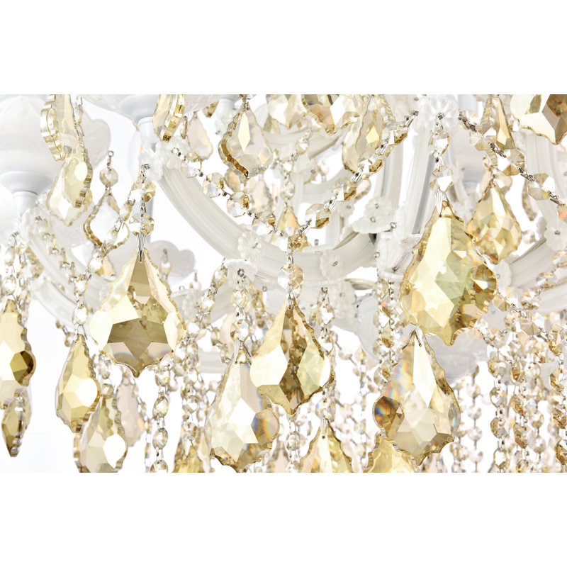 Lustre style bougie 19 lumières Stockard, White / Golden Teak (Smoky) / Royal Cut, Fumé, Golden Teak/Polished Nickel
