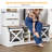 Chimira 59" Wide Farmhouse 7-in-1 Hall Tree With Bench, Led Light, Shoe Storage and Hooks, White-704397659