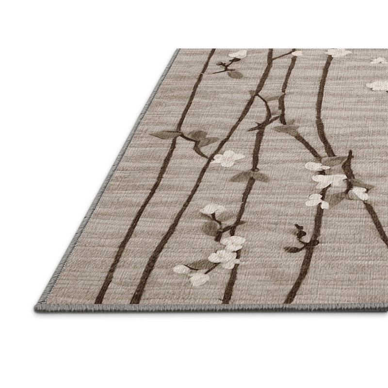 Machine Washable Gray Area Rug, Rectangle 7' x  10'