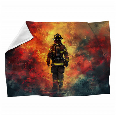 Firefighter Fleece Throw Blanket - Heroism Throws for Sofas or Beds 12365