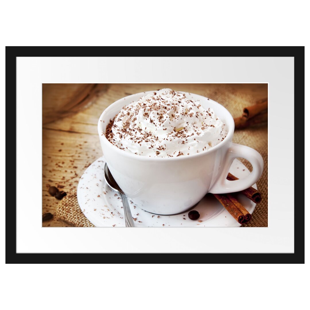 Gerahmtes Poster Kaffee mit viel Creme