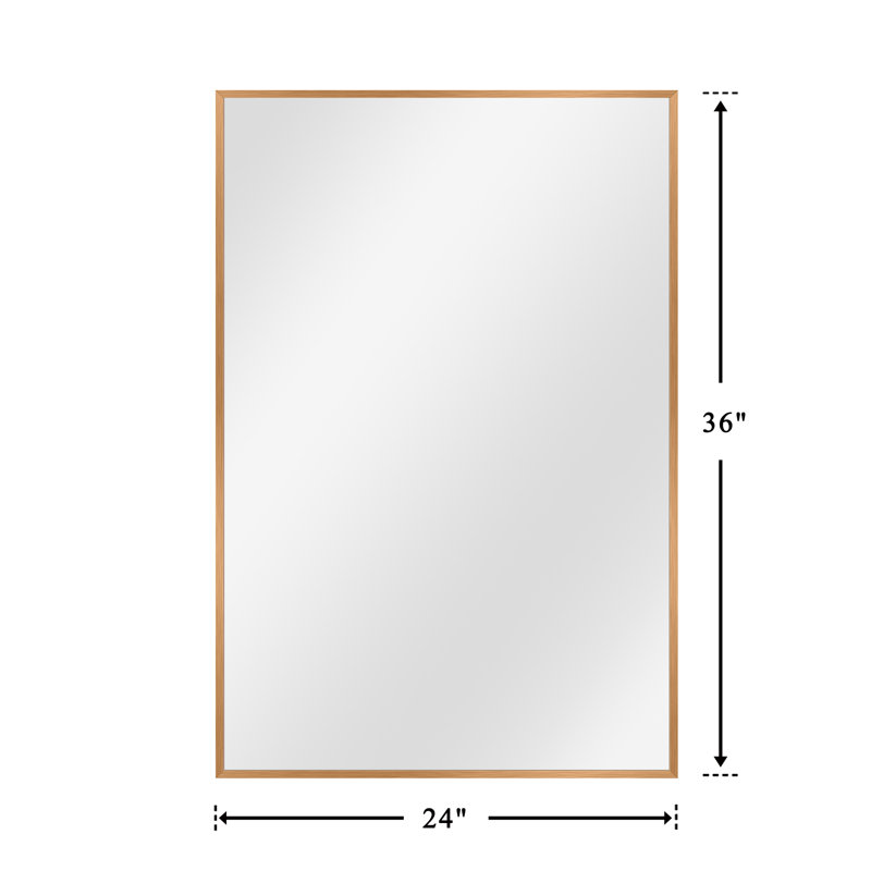 Eppinger 36" H x 24" W Shatterproof Metal Framed Wall Mirror (Set of 2), Gold