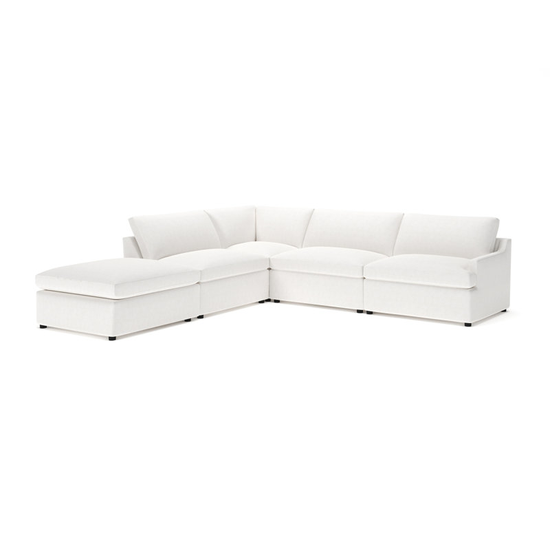 Essex 5-Piece Upholstered Modular Sectional, Left Hand Facing, Nomad Snow Crypton® Chenille