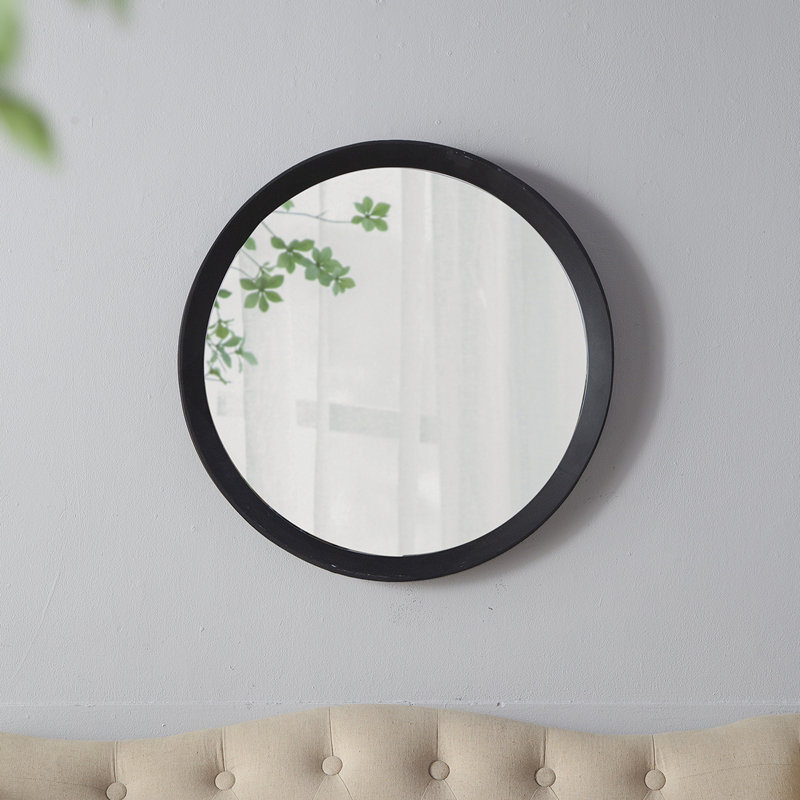 D20x1.5"Transitional Decor Style Mango Wood Wall Mirror Wall Decor, Black