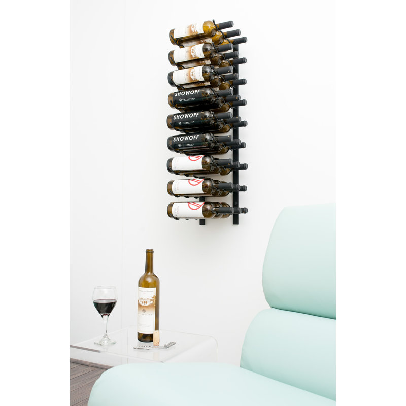 Support à vin mural en métal pour 9 bouteilles Indurial, Matte Black, 36"H x 13"W x 5.25"D