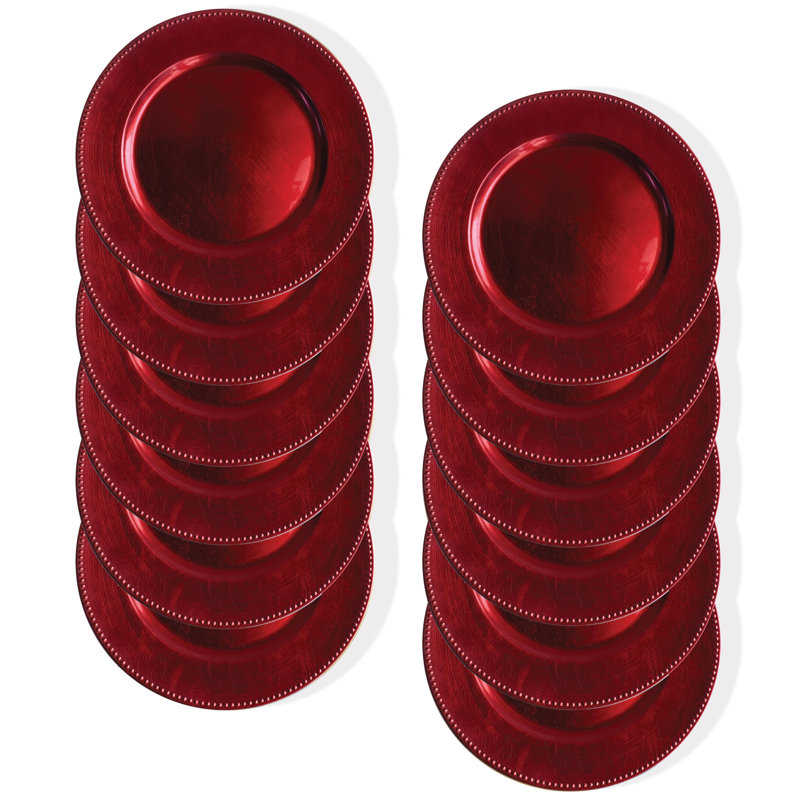 Plat de service rouge perlé 13 po, Rouge