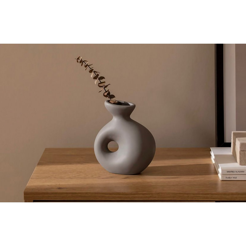 Corrinn Ceramic Table Vase, Grey, 11cm H x 7cm W x 16cm D
