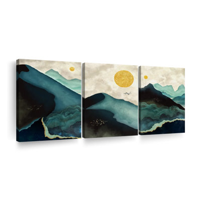Coucher de soleil sur toile, ensemble de 3 pièces