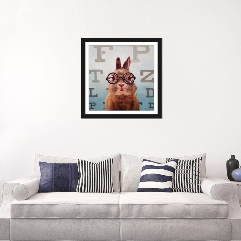 «Four Eyes», art sur toile, Papier d'art encadré noir, H 24 po x l 24 po x P 1 po, Blanc
