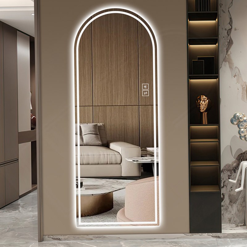 65" X 21" Arch Design LED Full Length Mirror ,Dimmable,  High Definition & Explosion-Proof, Full-Length Standing Or Wall-Mounted - Brightly Lit For Makeup, Studio, And More