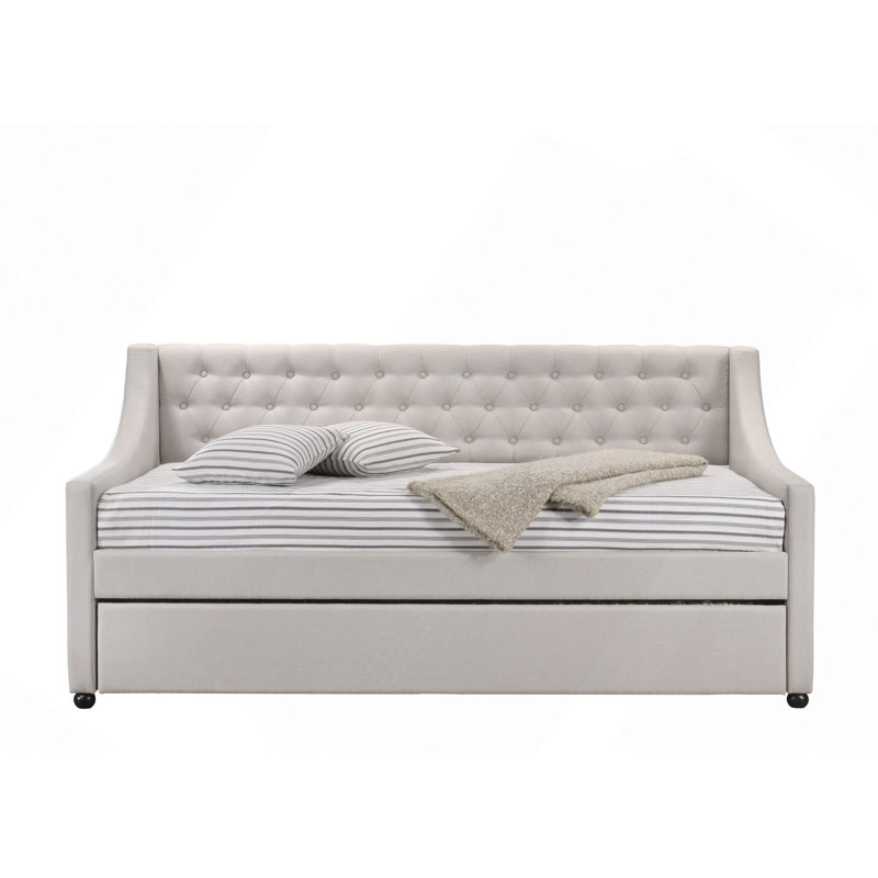 Lianna Fog Fabric Daybed W/Trundle