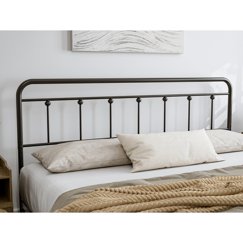August Grove® Metal California King Size Headboard, Adjustable Height, Farmhouse Victorian Style, Steel Headboard Only For Bedroom, Easy Assembly, Black