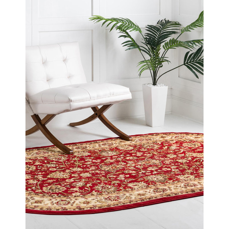 Tapis bourgogne Bhatari, Ovale 4 pi 1 po x 6 pi 1 po, Burgundy