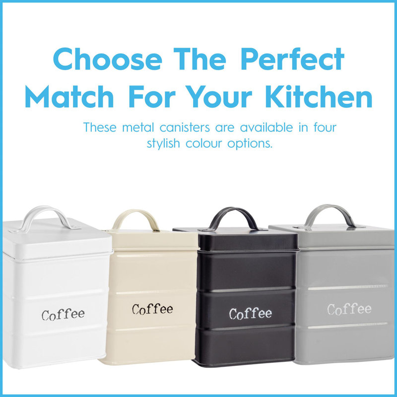 Harbour Housewares Vintage Metal Kitchen Coffee Canister, 16.5cm H x 11.5cm W x 11.5cm D, Black
