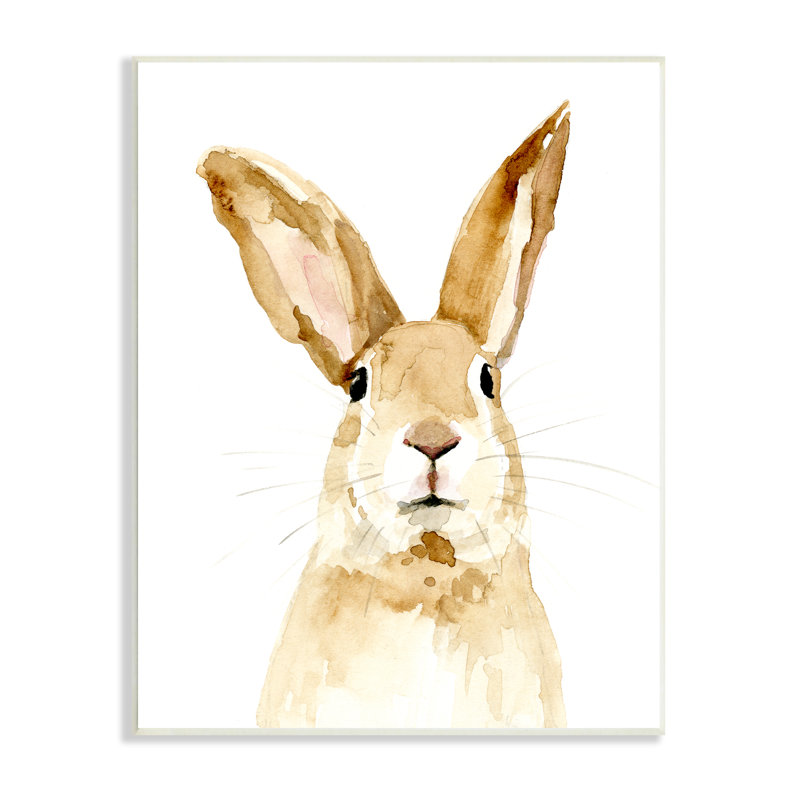 «3_Wild Bunny Rabbit Aquarelle Portrait Wild Forest Animal» par Victoria Barnes, H 19 po x l 13 po, Plaque murale