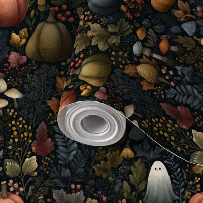 Papier peint auto-adhésif fantaisiste à motif d'automne à motif d'aquarelle pour bois d'automne 24 po x 118 po (60 x 300 cm)