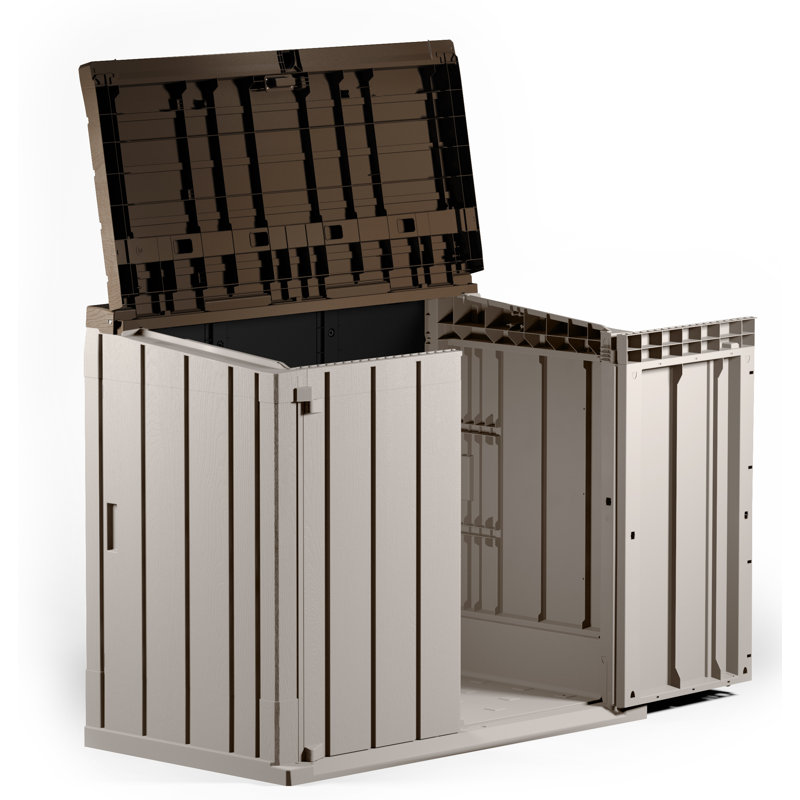 Forest Garden 130cm W 842L Water Resistant Plastic Lockable Deck Box in Beige/Brown