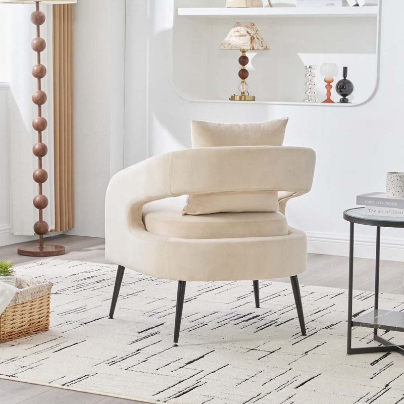 Chaise d'appoint rembourrée en velours, Beige
