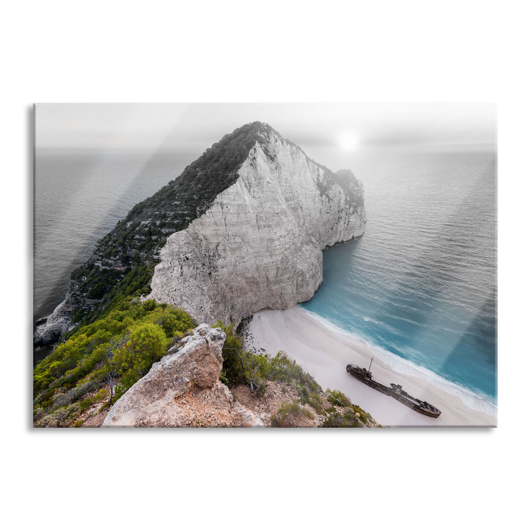 Glasbild | Wandbild Auf Echtglas | Nagio Strand Im Sonnenuntergang | 2 Schwarz-Weiss LFy17077