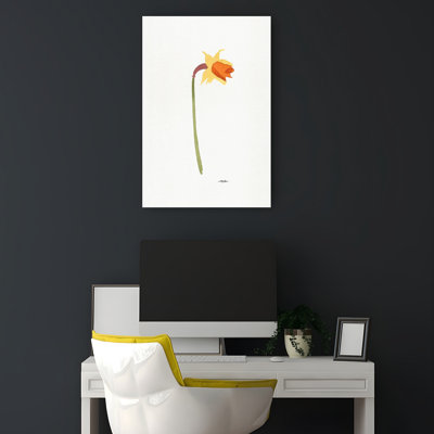 Watercolor Daffodil Delicate Elegant Minimalist Daffodil Flower Nature Wall Art Print 1 Piece Wrapped Canvas Wall Art