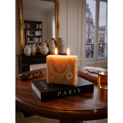 Bougie sculptée beige et or Lovy D