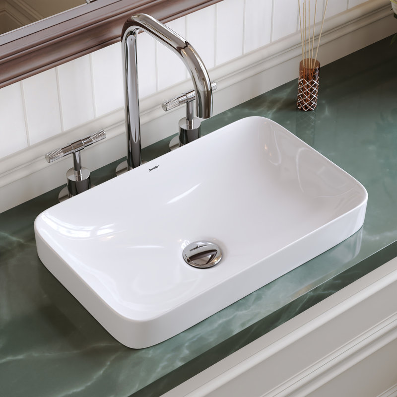 Lavabo de salle de bain semi-encastré rectangulaire vasque encastrable DeerValley Ally 19 po x 12 po, Blanc