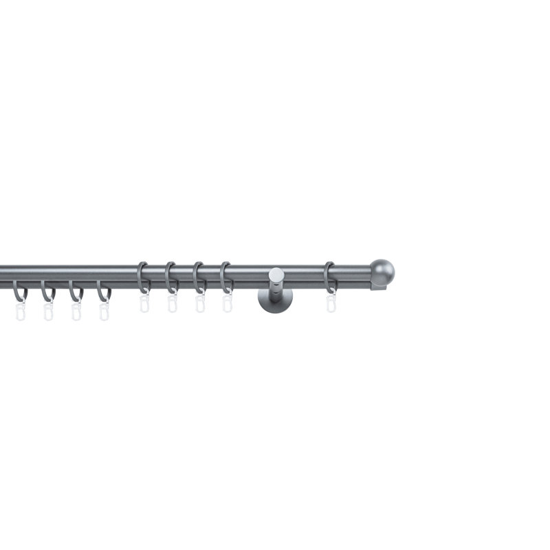 Curtain rod made to measure 20mm ball, Anthracite, 2cm H x 120cm W x 12cm D