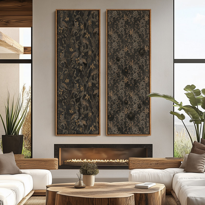 «Vintage Landscape Wall Art», ensemble de 2 toiles encadrées 20 x 60 pouces, Naturel