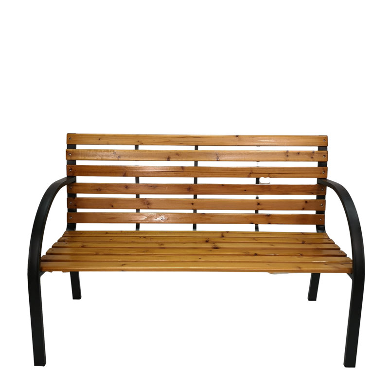 Abdimajid Ambleside 2 Person Outdoor Metal Wooden Garden Patio Bench