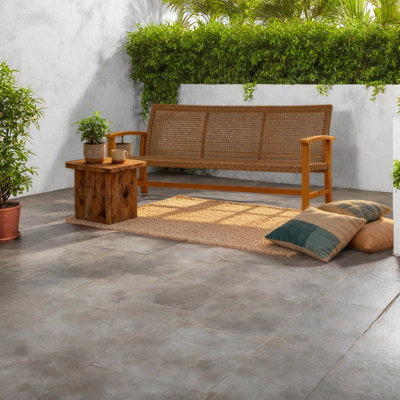 Spacious Patio Sofas, Acacia Wood Steel Wicker, Rustic Modern Porch