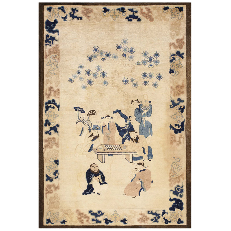 Antique Peking Hallway Runner Wool Beige Rug