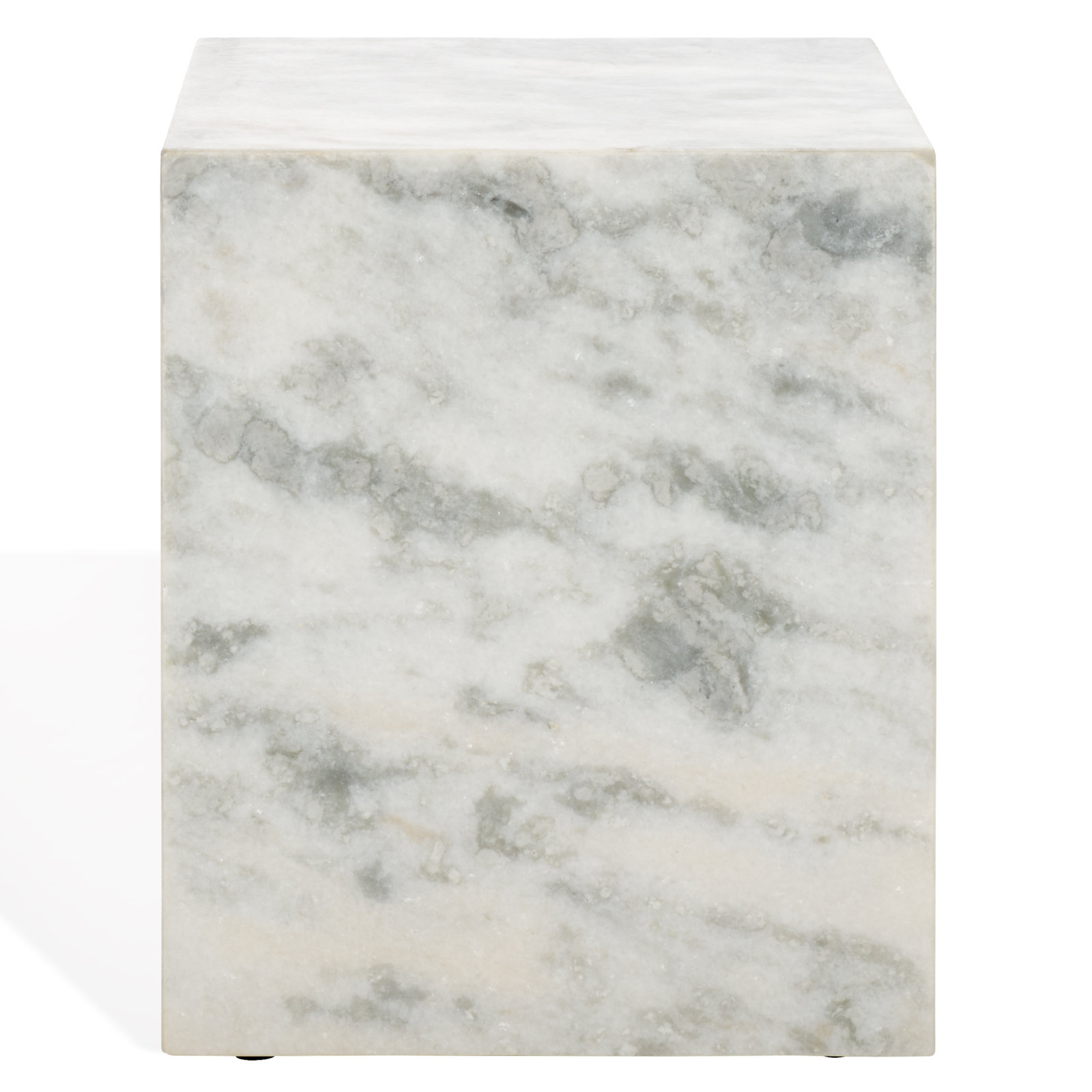 Yantarni Marble Plinth Accent Table, White