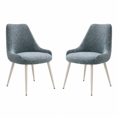 Ensemble de chaises d'appoint 2 pièces Laela - Revêtement bleu clair bouclé, pieds en métal, chaise de salle à manger moderne scandinave