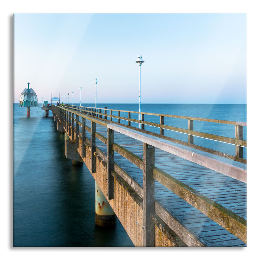 Glasbild Quadratisch  Wandbild Auf Echtglas  Traumhafter Steg Ins Meer  Aufhängung Und Abstandshalter LQ1390