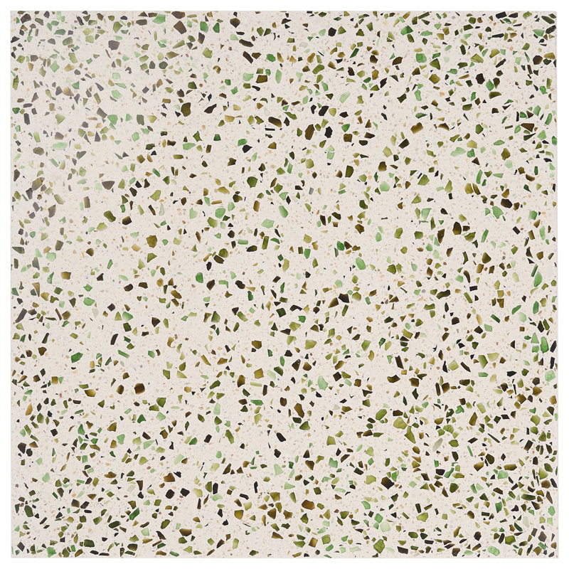 Veritas Terrazzo 16X16 Polished Terrazzo Tile, Green/Beige