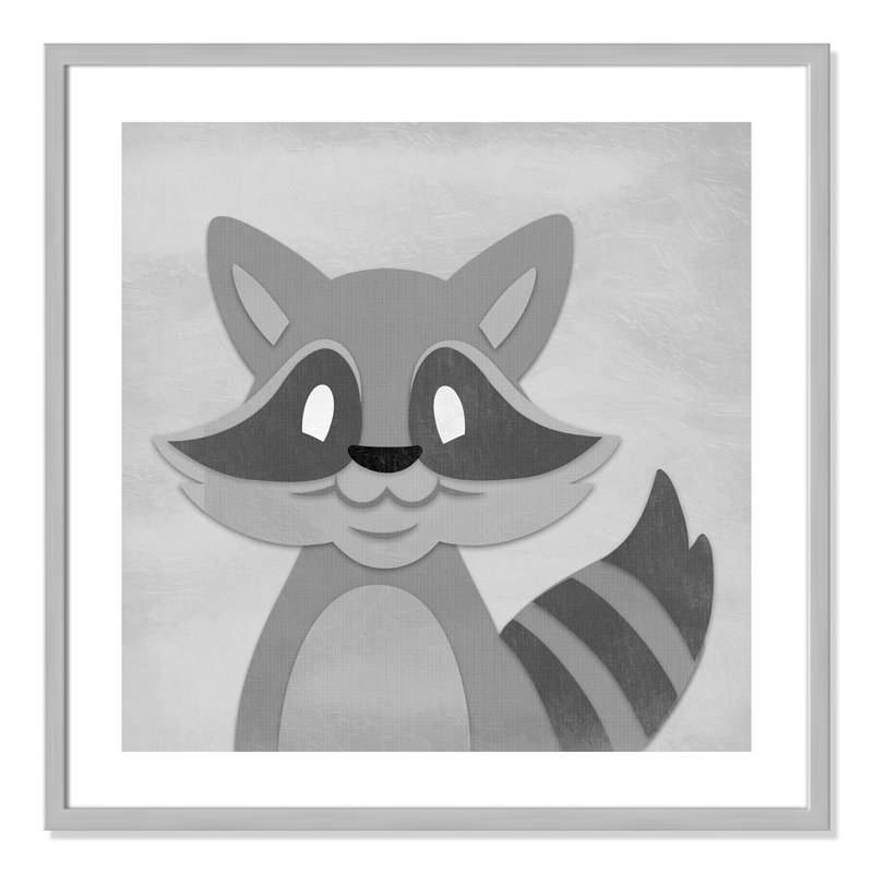 Impression sur papier Cheery Racoon, H 26,5 po x l 26,5 po x P 1,18 po, Encadré de boîte argent