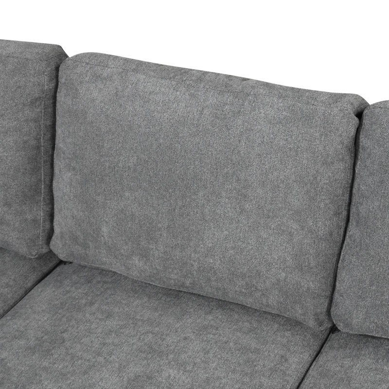 109" U-Shaped Sectional Sofa Pull-Out Sofa Bed With Two Usb Ports, A Storage Chaise Lounge And Four Back Pillows For Living Room