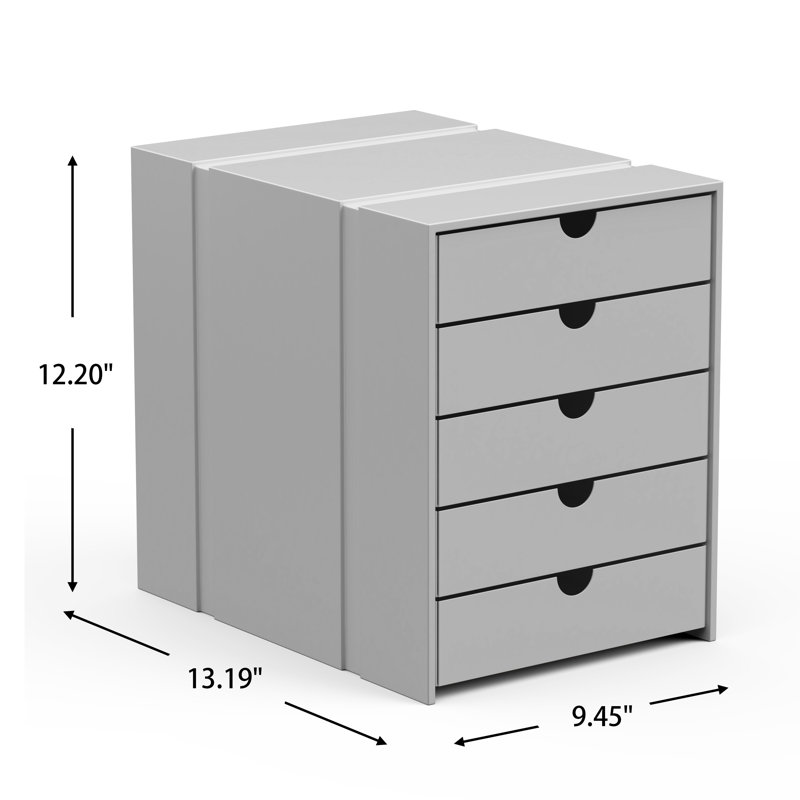 File Cabinet Shelf Organizing Box Settrays 5 Drawers Closed, Grey